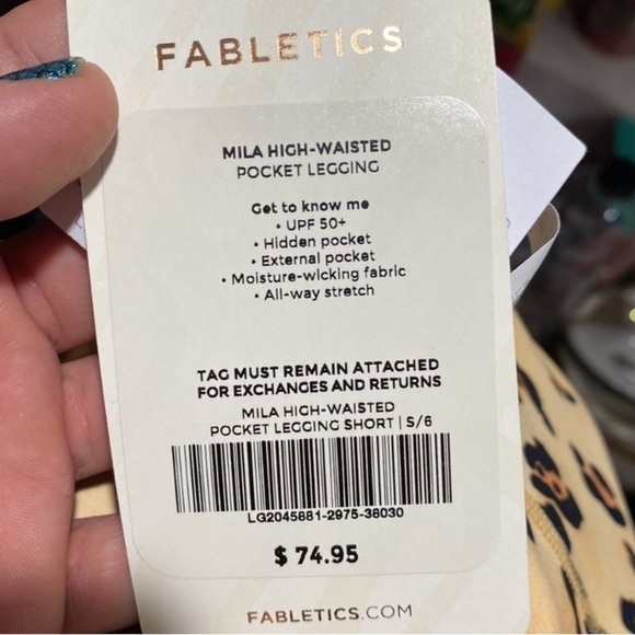 Fabletics Mila Leggings NEW high waisted mesh pocket sides upf 50+ leopard - Picture 5 of 7